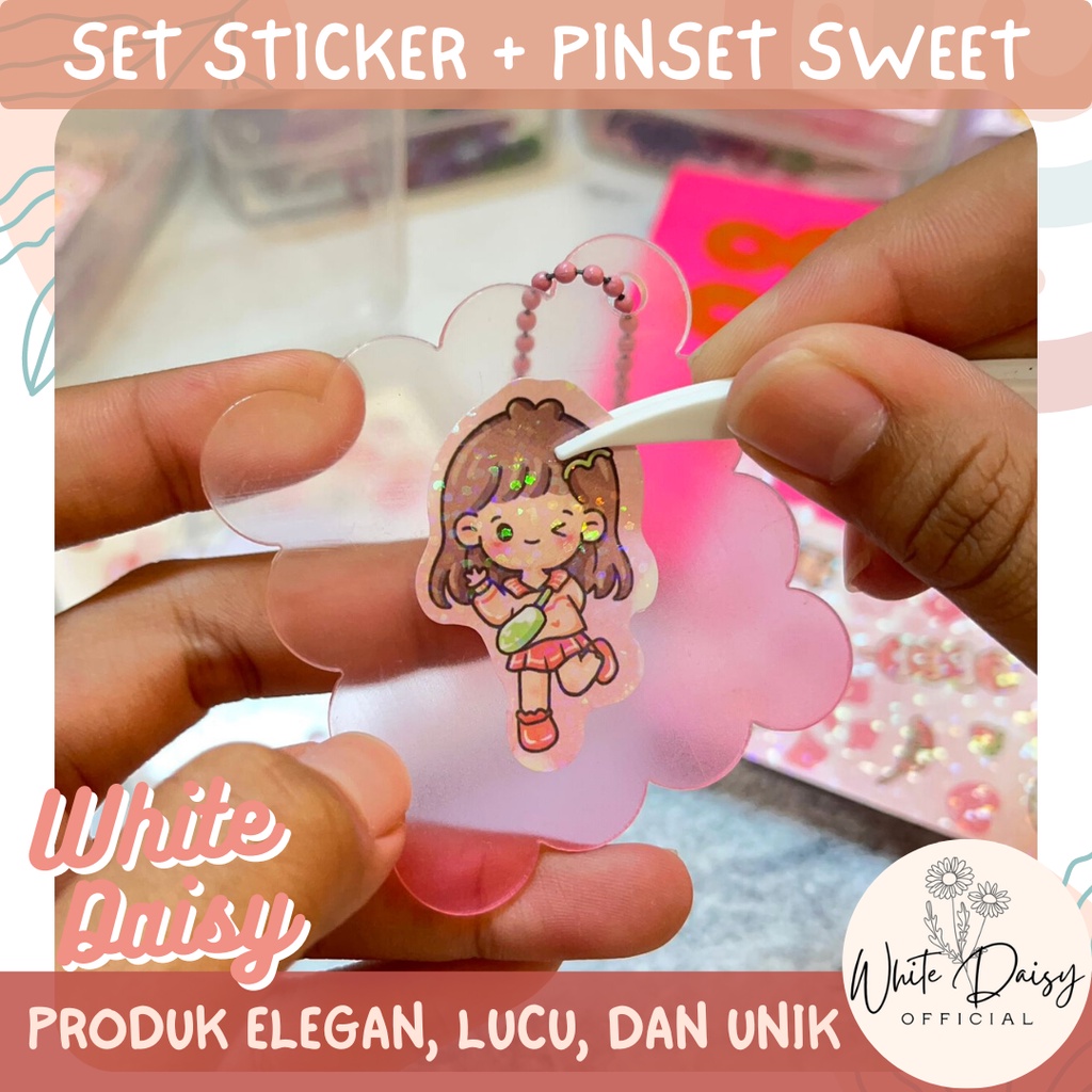 

set sticker + pinset premium sweet gift set hadiah anak lucu girls