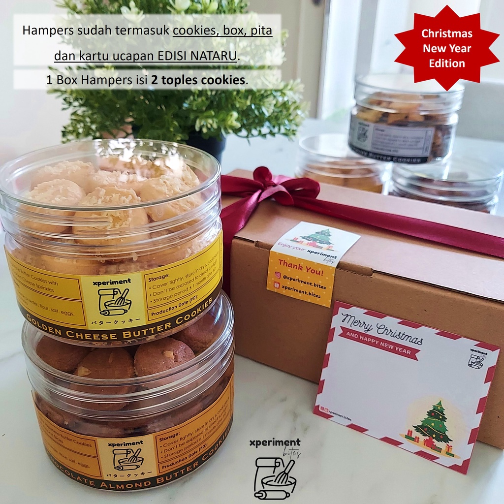 

Hampers Natal | Hampers Cookies | Christmas Hampers | Japanese Butter Cookies | Kukis mini cokelat keju vanilla _ xperiment.bites