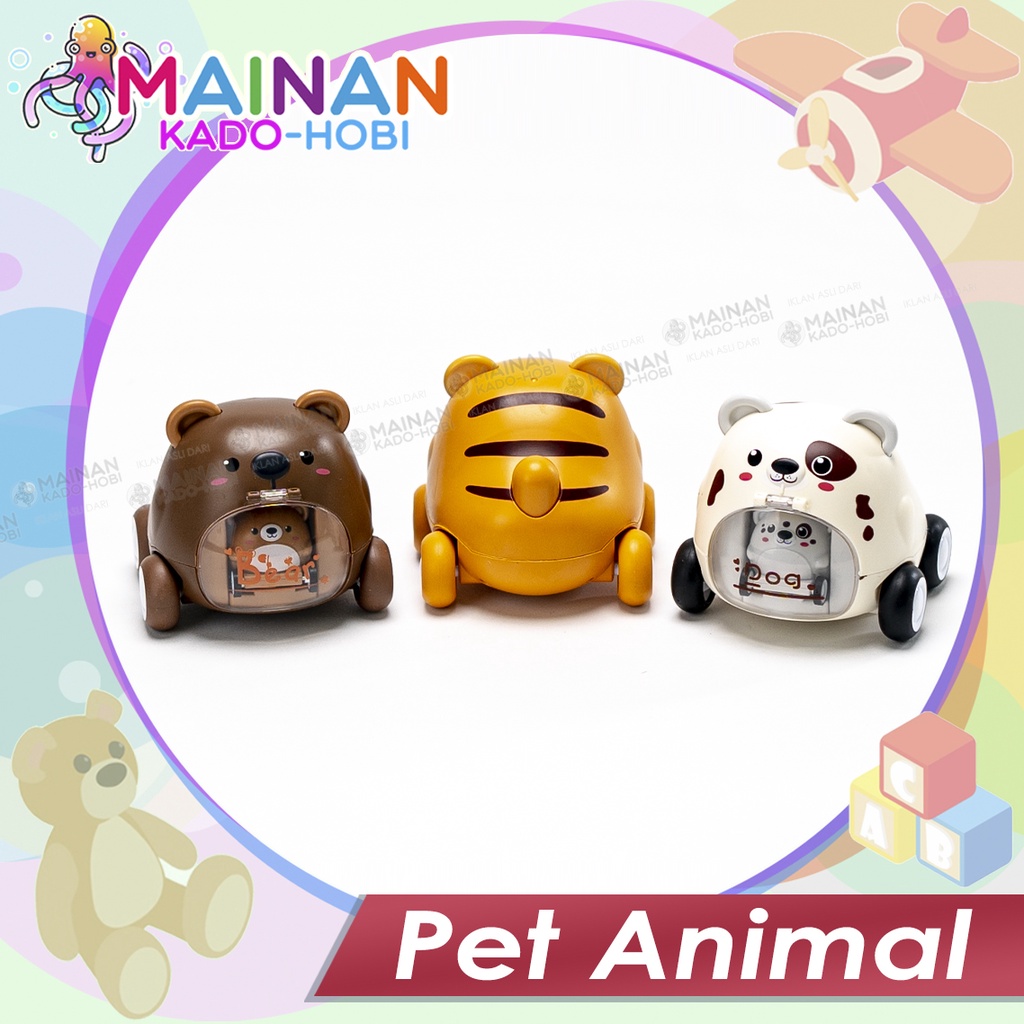 MAINAN ANAK VIRAL MINIATUR CUTE PET ANIMAL PRESS CAR