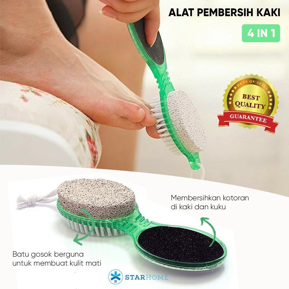 Sikat Pembersih Kaki Alat Gosok Kaki Penghalus Kulit Kaki Pedicure Sikat Kaki Serbaguna 4 in 1