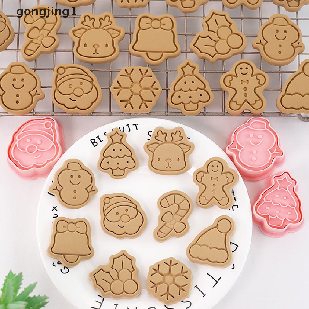 Ggg 10Pcs Pemotong Kue Kering Natal Kartun Santa Snowman Pohon Elk Biskuit Cetakan ID