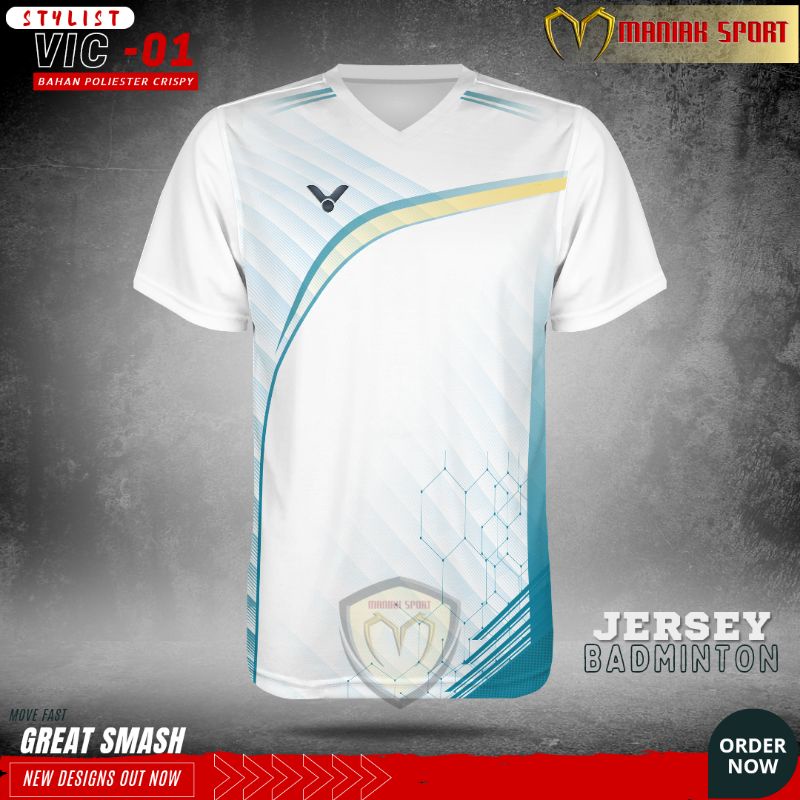 KAOS BADMINTON BAJU BULUTANGKIS STYLIST JERSEY BADMINTON PRINTING PREMIUM