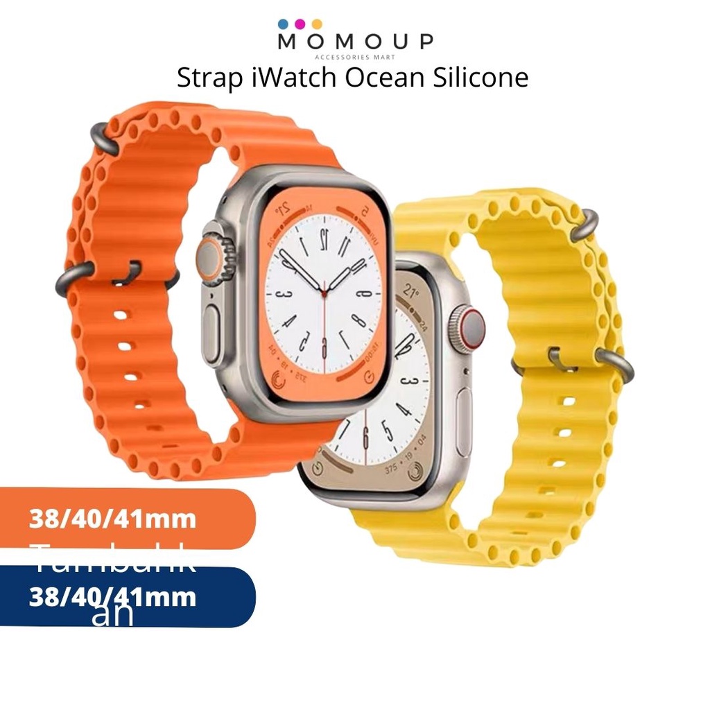 Strap iWatch Ocean Silicone Apple Watch Tali Apple Watch Ocean 38mm 40mm 41mm 42mm 44mm 45mm 49mm Silikon