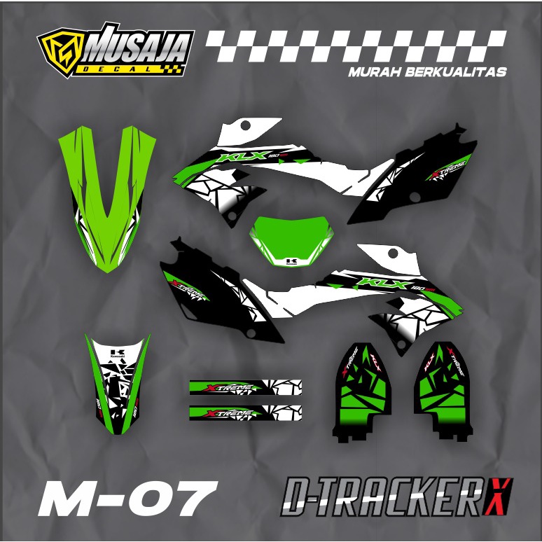 Decal Dtracker stiker original klx - Dekal dtracker hijau putih hitam