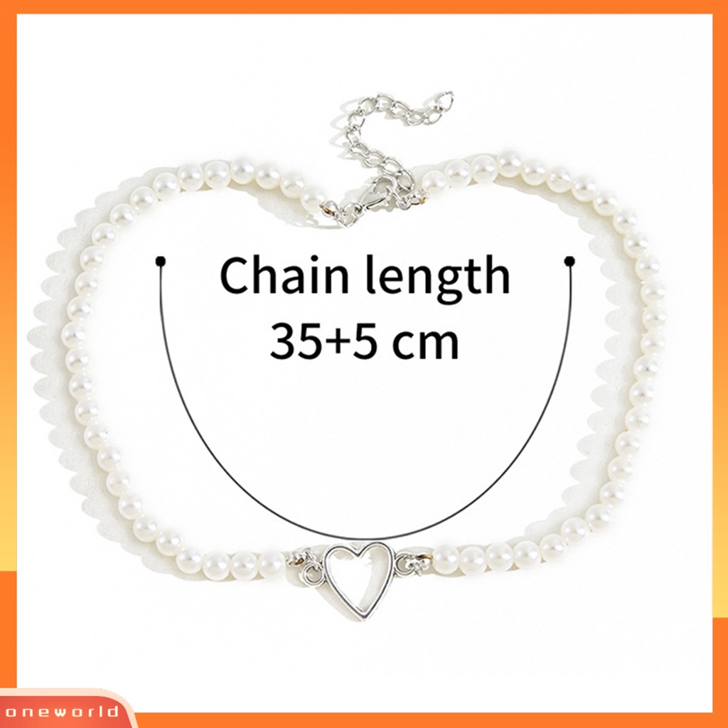 [WONE] Choker Kalung Elegan Berongga Keluar Jantung Geometris Adjustable Extension Rantai Dekorasi Hadiah Mutiara Imitasi Rantai Klavikula Lady Perhiasan Aksesoris Untuk Pacaran