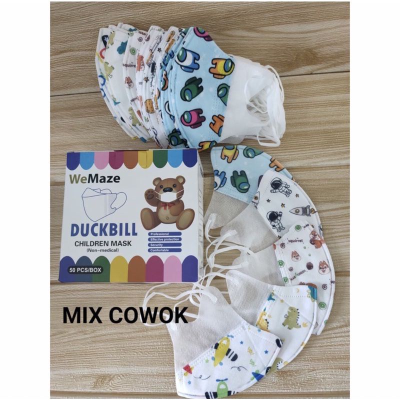 Masker Duckbill Wemaze Anak Mix Cowok Cewek (Isi 50 pcs)