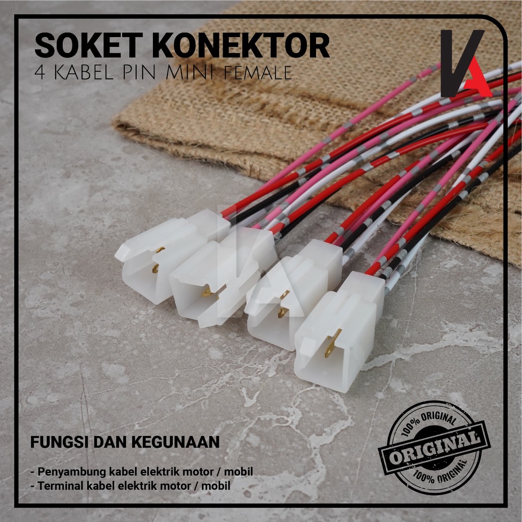 Soket Sambung 4 Pin Kecil / Mini Socket Kabel Konektor Mobil Motor