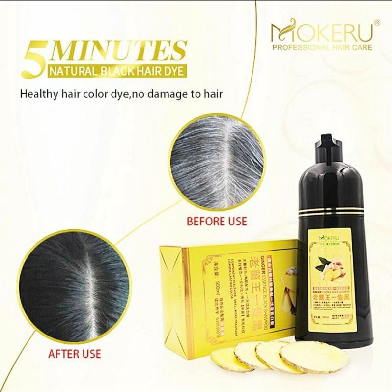 MOKERU SHAMPOO PEWARNA RAMBUT GINGER ESSENSEWARNA BLACK