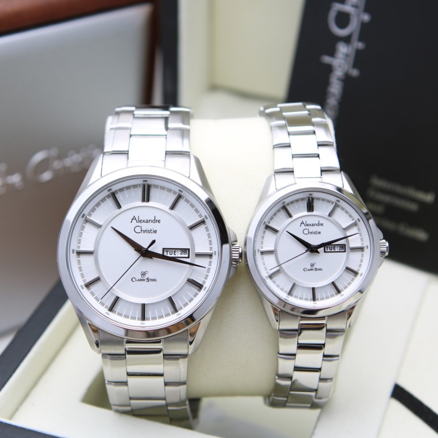 ORIGINAL Jam Tangan Pria &amp; Wanita Alexandre Christie AC 8675 / AC8675 / 8675 Garansi Resmi 1 Tahun, Stainless
