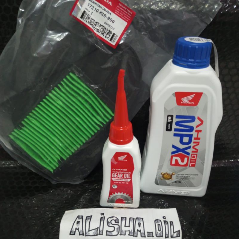 paket oli matic mpx2 800ml gear oli ahm 120ml filter udara beat fi scoopy fi