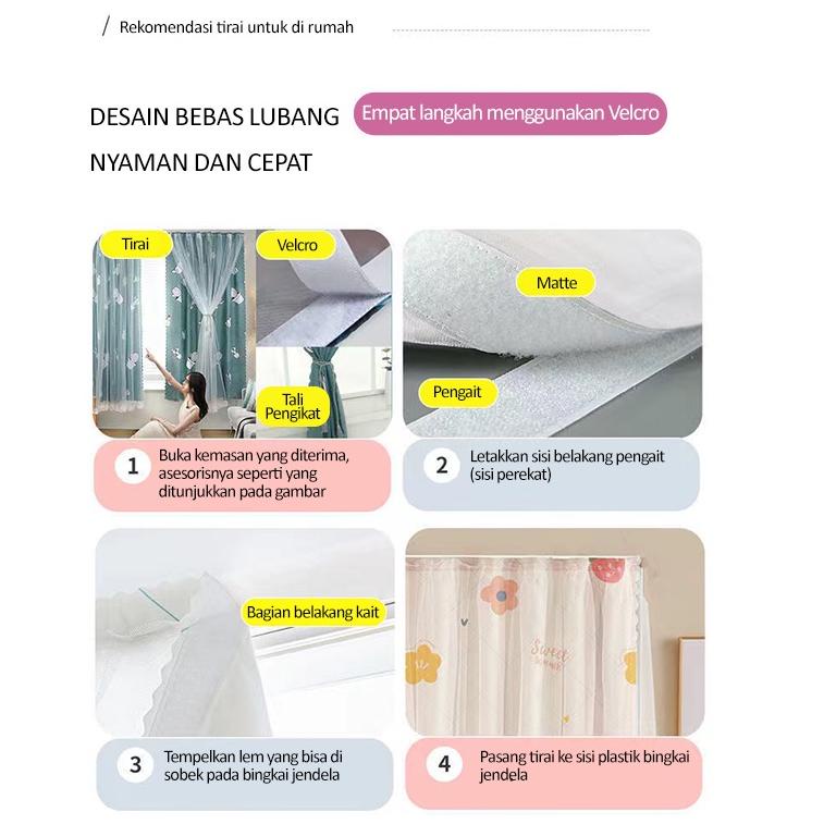 Sale XXMake Tirai Hordeng Jendela /Tirai Gorden Magic Velcro /Velcro Tanpa Paku  Pemasangan Gampang 