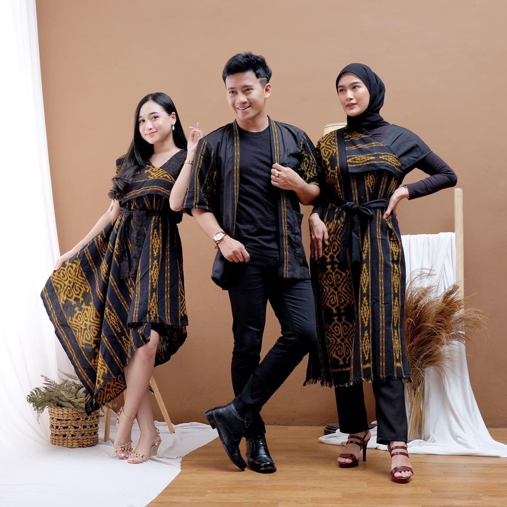 BLACK GOLD DRESS &amp; KIMONO PRIA DEBBY STORE COUPLE TENUN