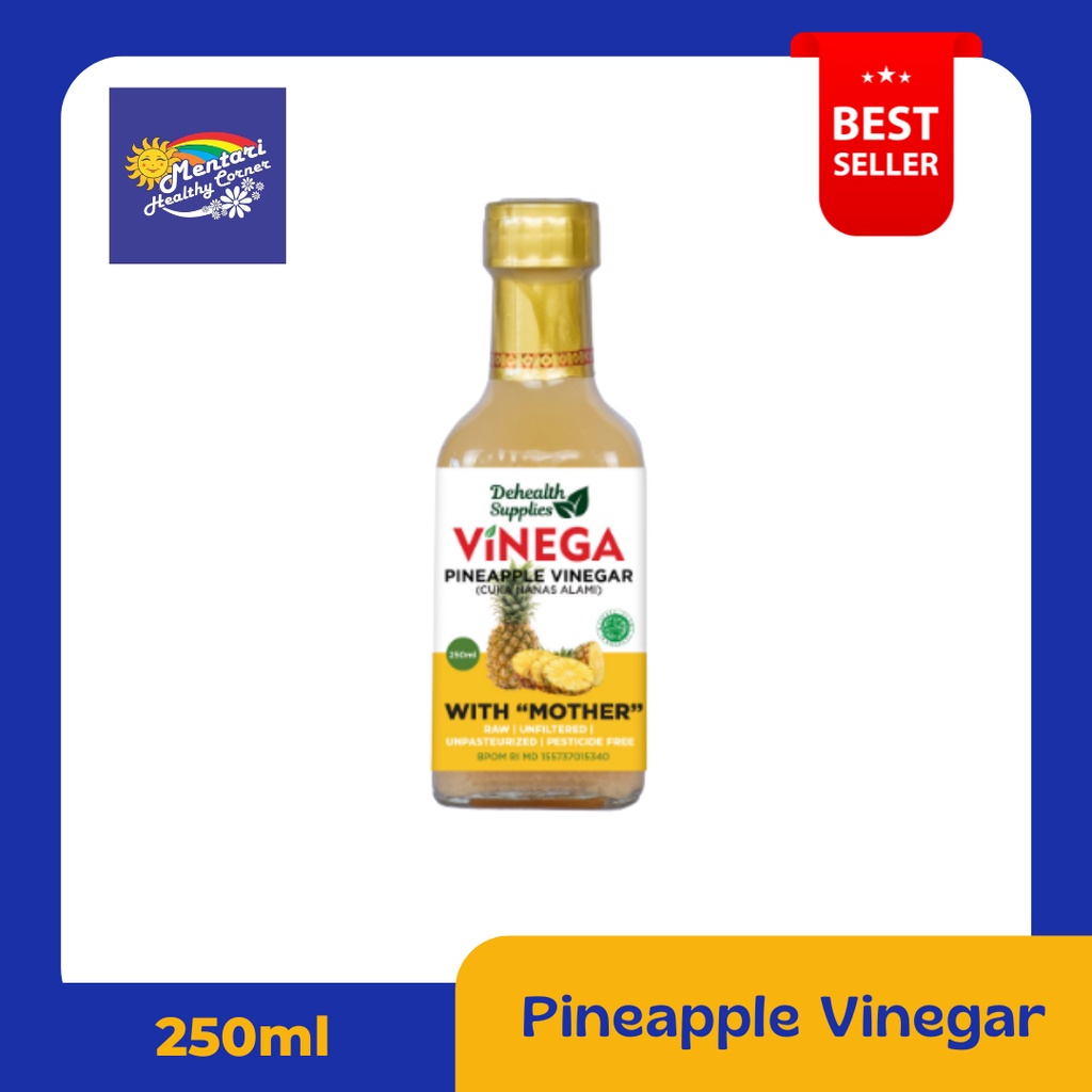 Vinega Fruit Vinegar 250ml / Vinega Cuka Buah 250ml [Apel, Lemon, Nanas] (Botol Kaca)