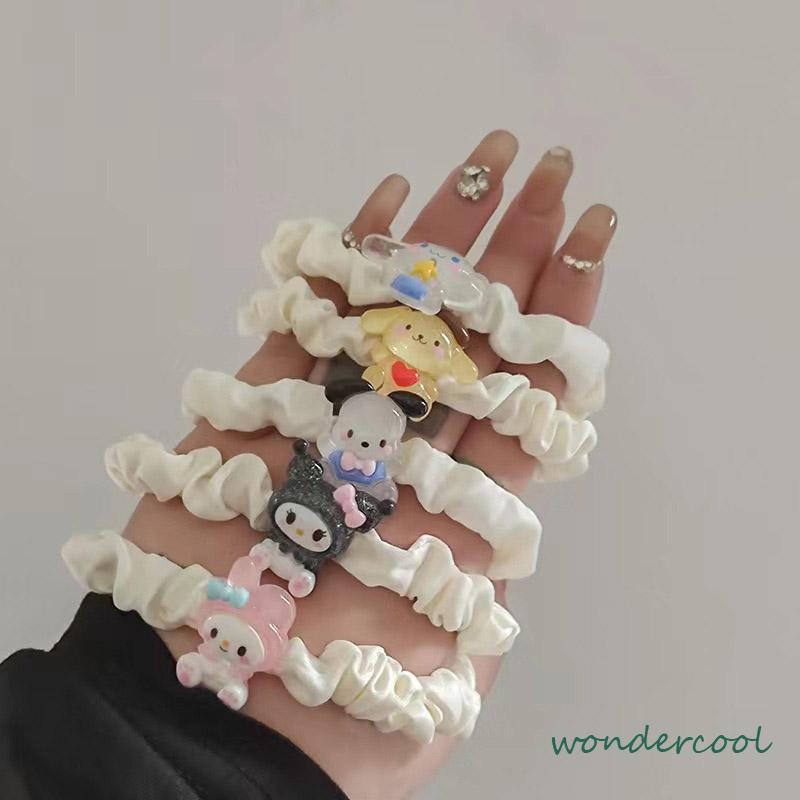 Kartun Cinnamoroll Dog Lipit Cincin Rambut Gadis Manis Lucu Tali Rambut Karet Gelang Karet-Won