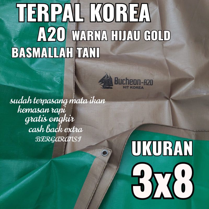 Terpal KOREA A20 Warna Hijau Gold ukuran 3x8 meter merk TRECK