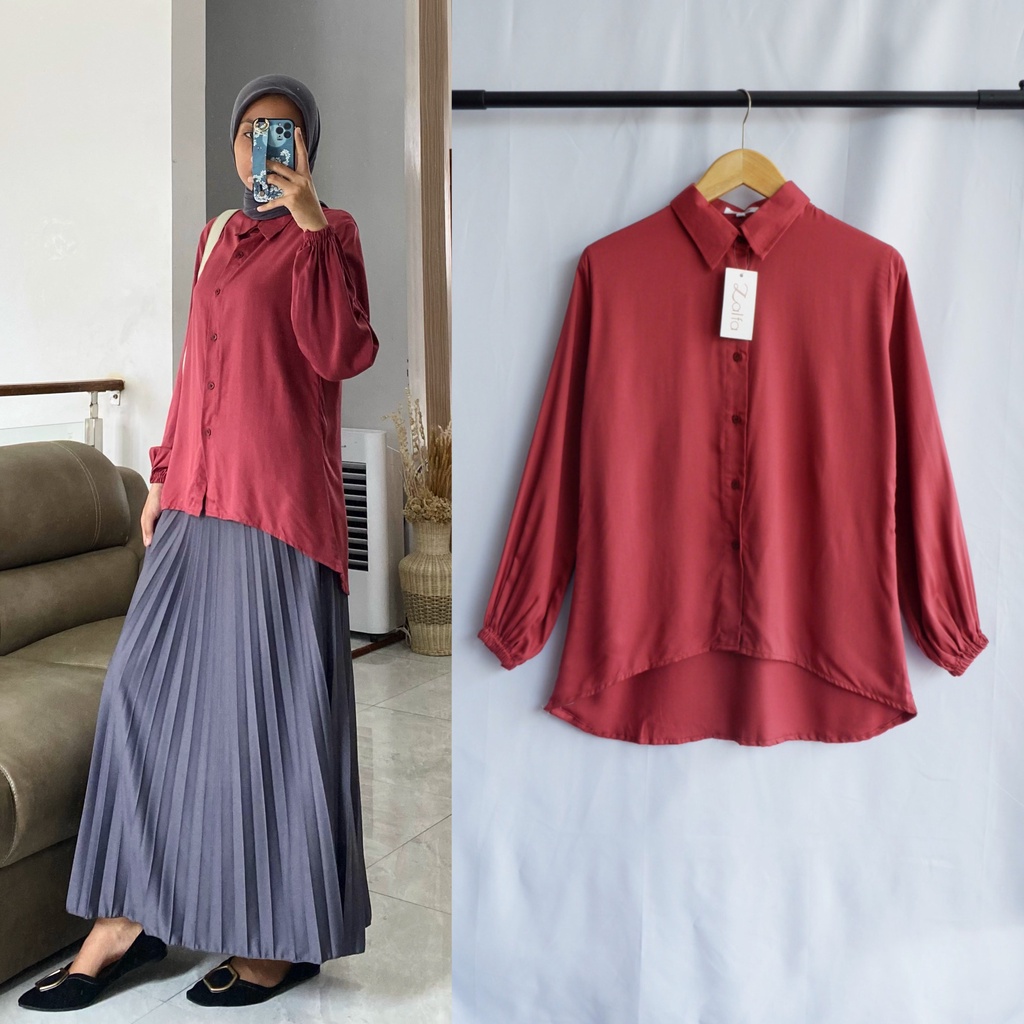 KARINA blouse by ZALFA OUTFIT / blouse polos / kemeja polos / blouse rayon