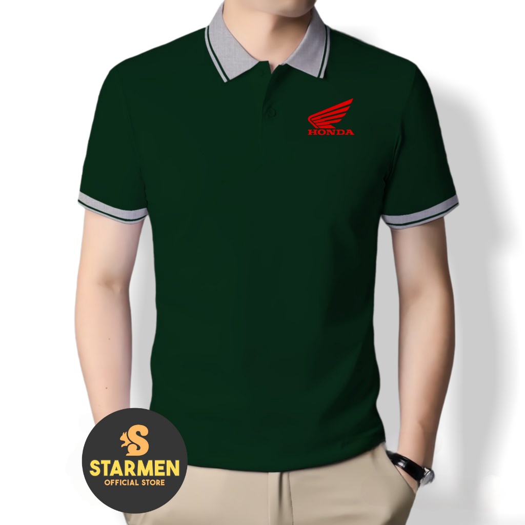 Kaos Polo Atasan Tshirt Pria Kerah Wangki Big List LOGO HONDA MERAH