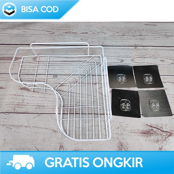 RAK ORGANIZER SUDUT KAMAR MANDI TEMPEL DINDING STAINLESS SERBAGUNA G49
