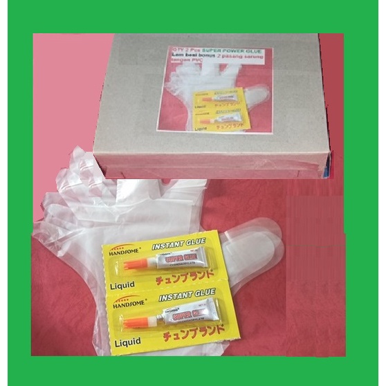 

QTY 2 Pcs SUPER POWER GLUE Lem besi bonus 2 pasang sarung tangan PVC