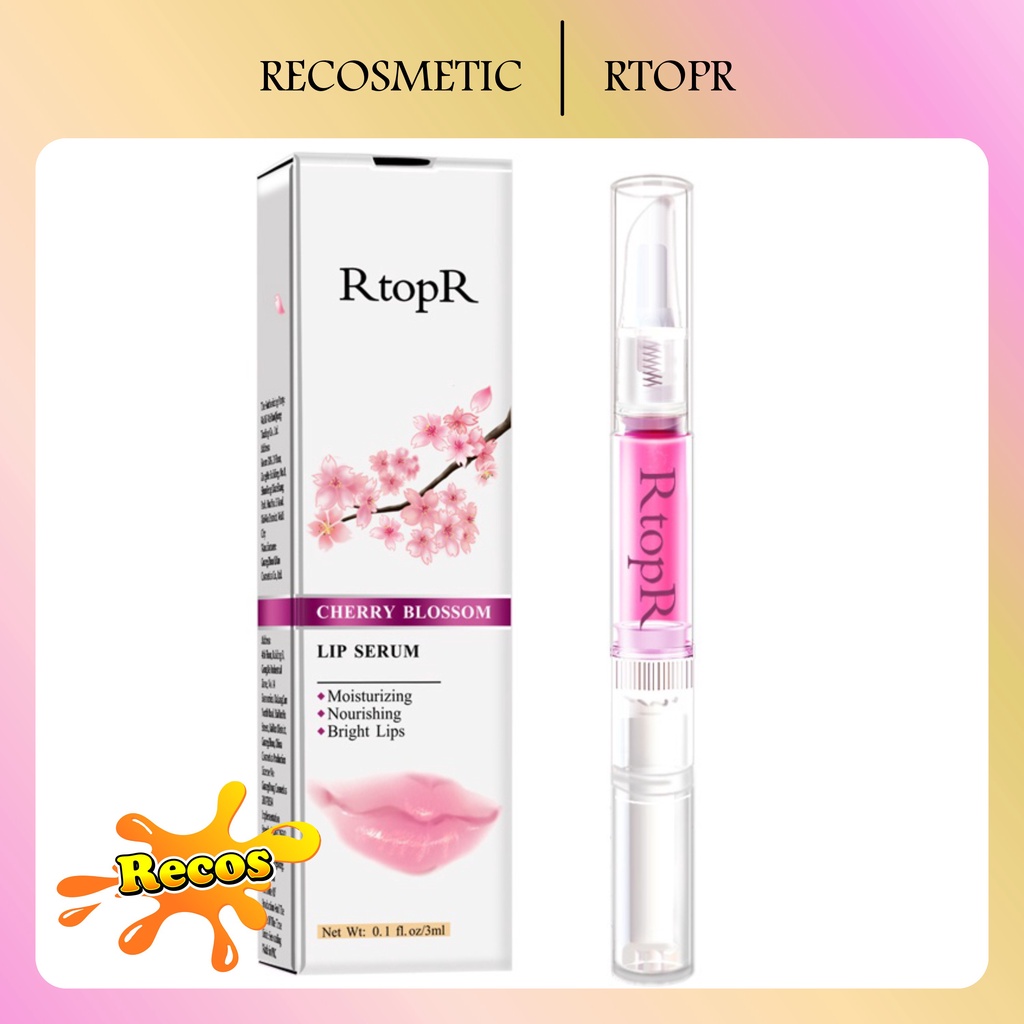 RtopR Cherry Blossom Lip Serum Ekstrak Tanaman Perawatan Lembut untuk Perawatan Kulit Bibir 3Ml