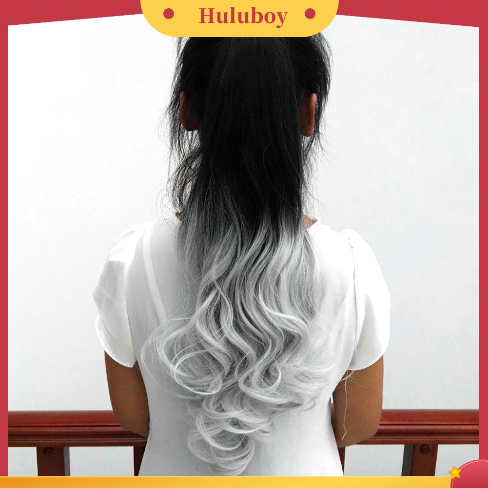 Rambut Palsu Ponytail Extension Model Panjang Keriting Bahan Serat Sintetis Tahan Panas Untuk Wanita
