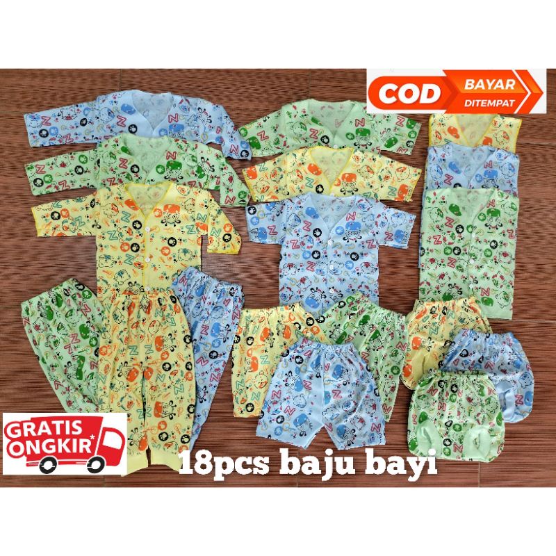 18Pcs Paket Hemat 9 setel Baju +Celana Bayi Seri coklat