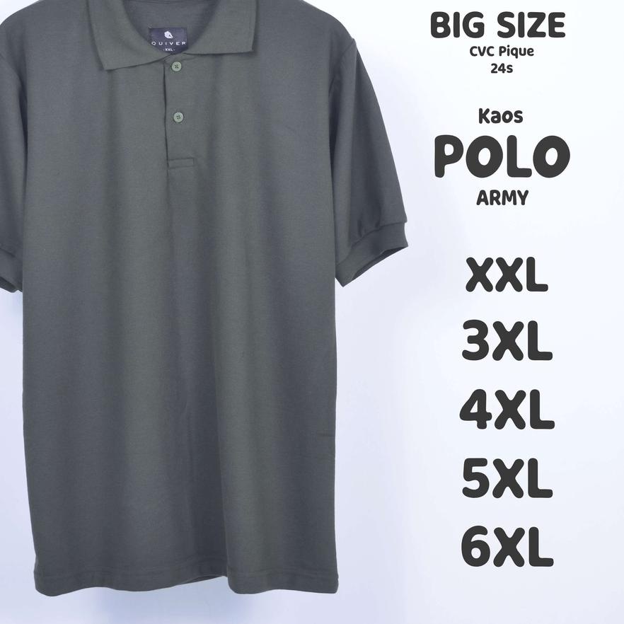 Best  Kaos Polo Jumbo Army Big Size Pria XXL 3XL 4XL 5XL 6XL Kerah ✔