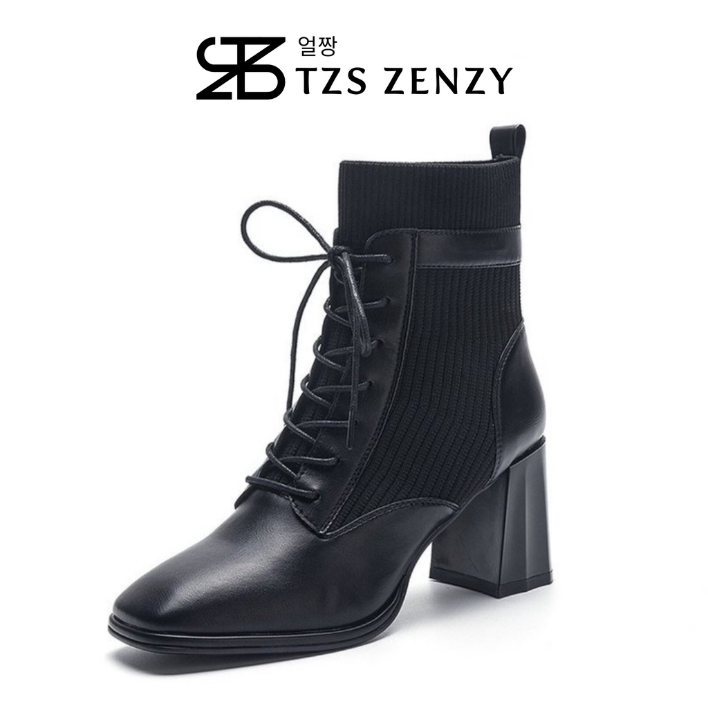Murah  Tzs Zenzy Clarine Heels - Sepatu Boots Heels Wanita - Boots Heels Modis - Boots Heels