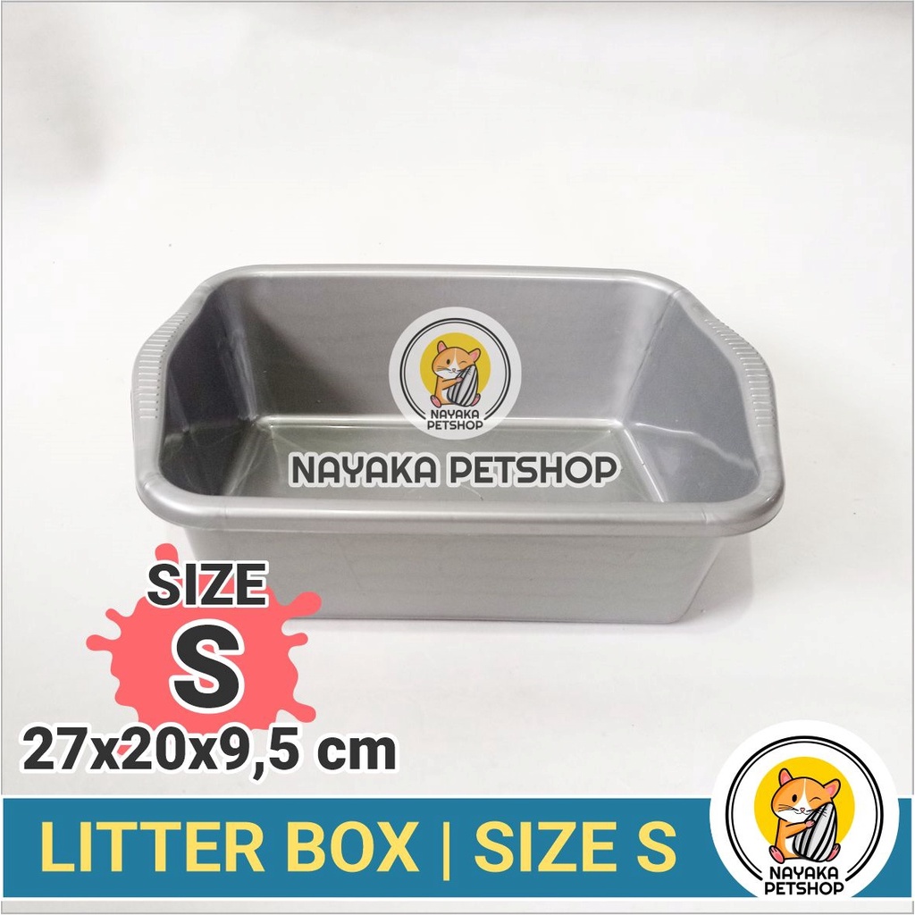 Size S Litter Box Kucing Bak Pasir Cat Toilet Baki Zeolit Gumpal Wangi Wood Pellet Kotak Kotoran Hewan