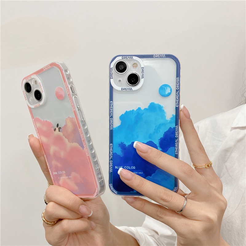 IPHONE Casing Ponsel Motif Awan Hutan Gunung Bening Untuk Iphone7 8 Plus11 12 13 Pro Max X XS Max XR SE2020 Cover Case Transparan