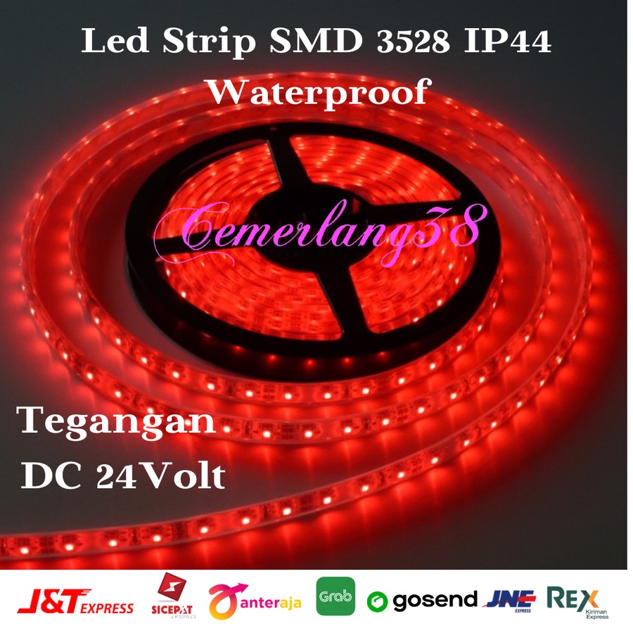 LED Strip Flexible 3528 24V Merah / Red 300 LED/Roll WaterProof IP44