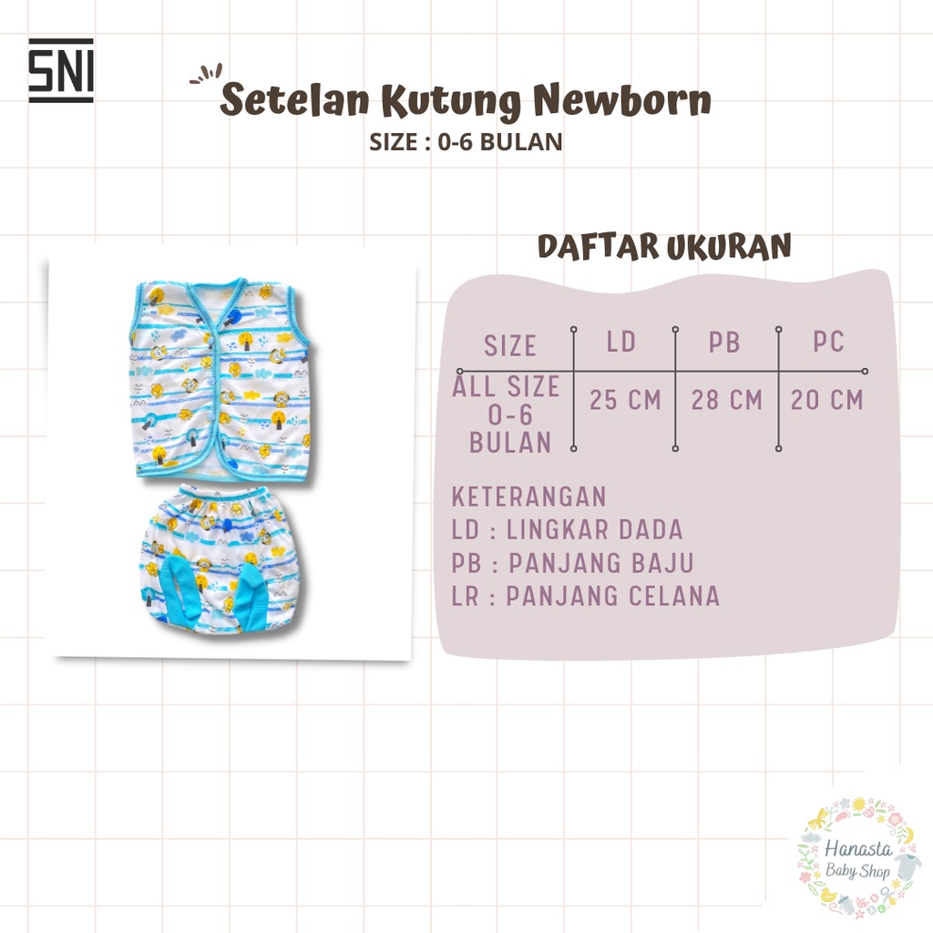 Baju Bayi Newborn Setelan Lengan Kutung Katun Garis Awan 0-6 Bulan