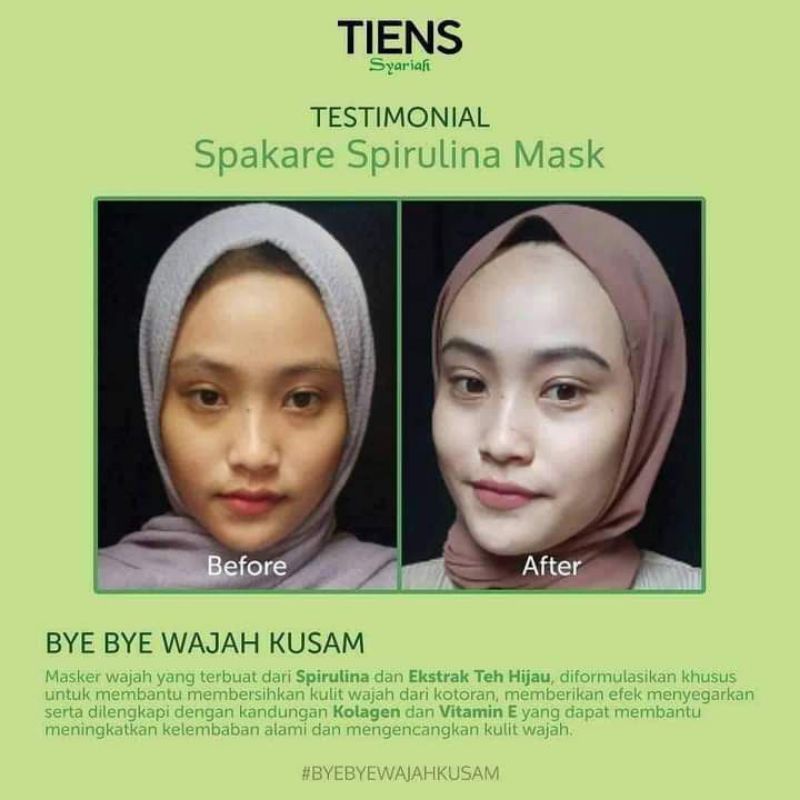 [ BISA COD ] MASKER WAJAH SPAKARE SPIRULINA MASK TIENS WAJAH MATA PANDA JERAWAT ORGANIK