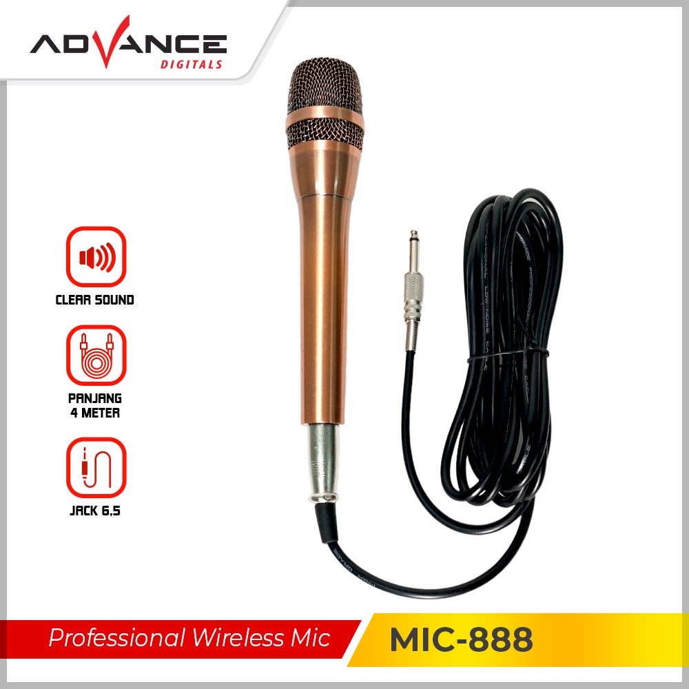 ADVANCE Mikrofon Kabel Dapat Dilepas Karaoke Suara Jernih / Wired Microphone MIC 888