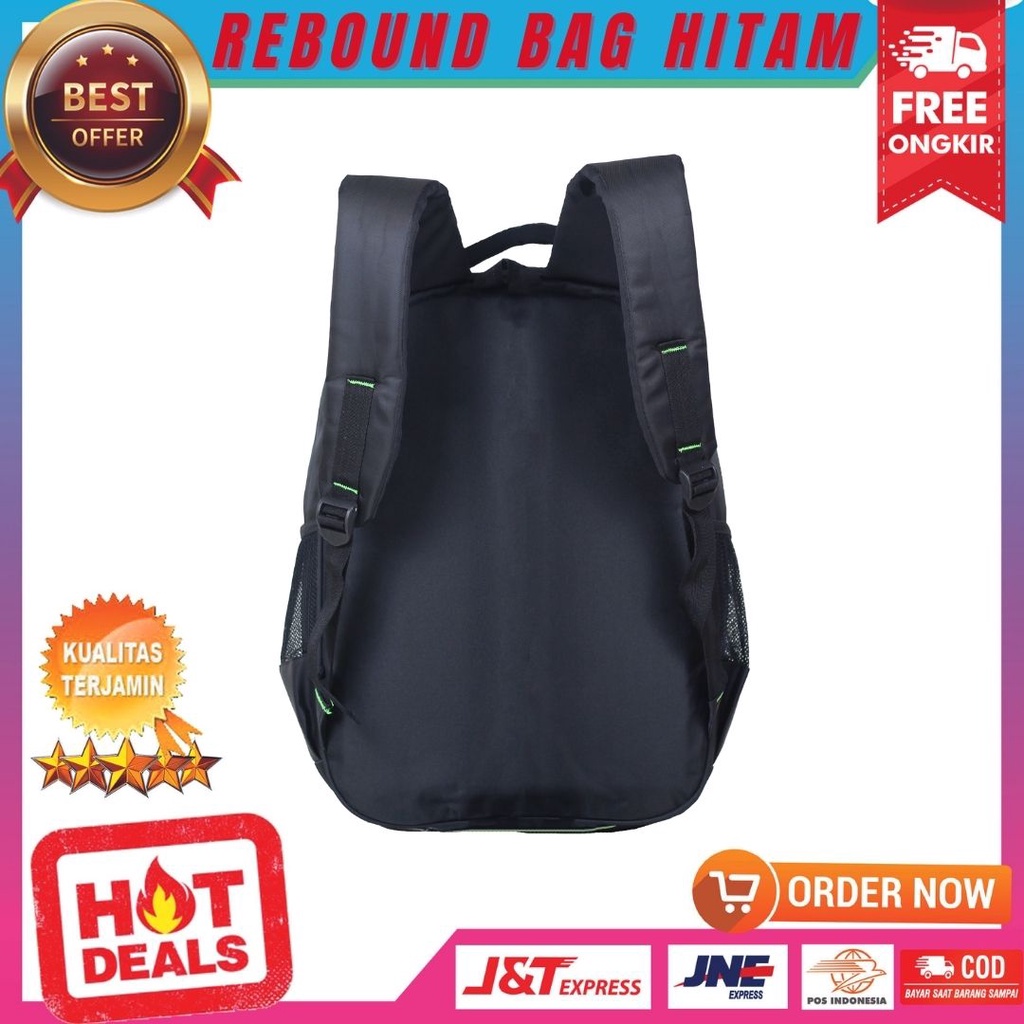 Tas Ransel Pria Bahan Nilon Backpack Anak Mahasiswa Cowok Keren Ransel Sekolah Kuliah Kerja Multifungsi Bonus Raincover Rebound Bag Hitam