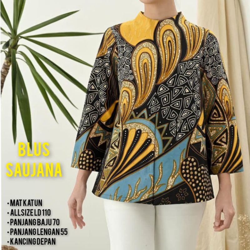 Blus saujana  batik solo atasan kerja bkus batik