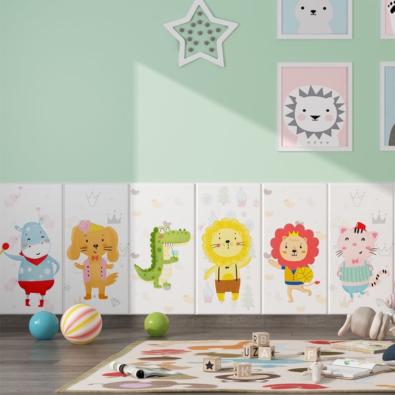70 * 35cm 3D Stiker Dinding Kartun Lembut Stiker Dinding Untuk Dekorasi Kamar Anak/Rumah Tangga DIY Tahan Air Anti-Tabrakan Stiker Dinding