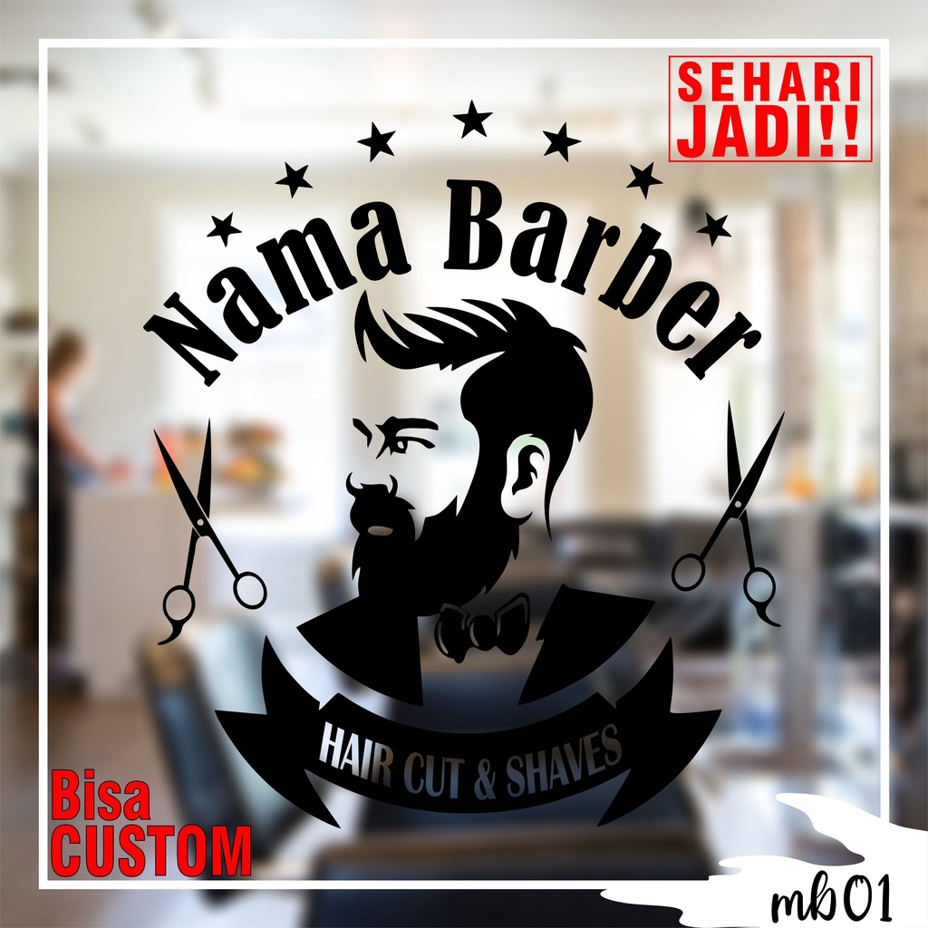 STIKER DINDING CUSTOM BARBERSHOP | WALL STICKER BARBERSHOP | CUTTING STICKER BARBERSHOP - MB01
