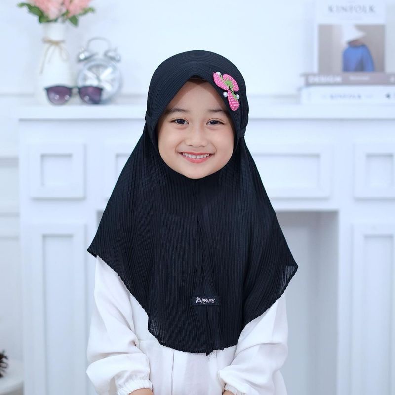 HIJAB JILBAB ANAK PLISKET INSTAN STRAWBERRY