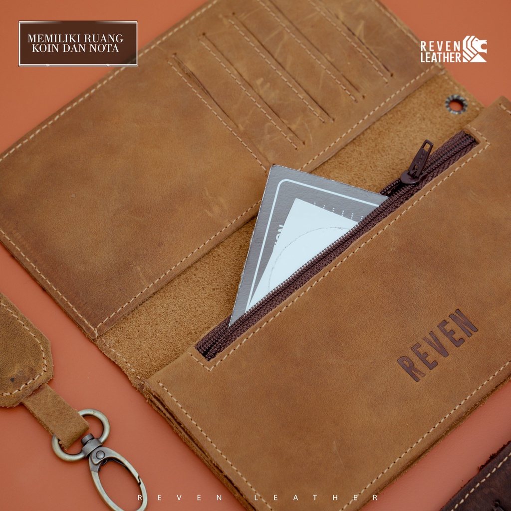 Dompet kulit asli pria cowok panjang branded original import keren kulit sapi asli vintage long