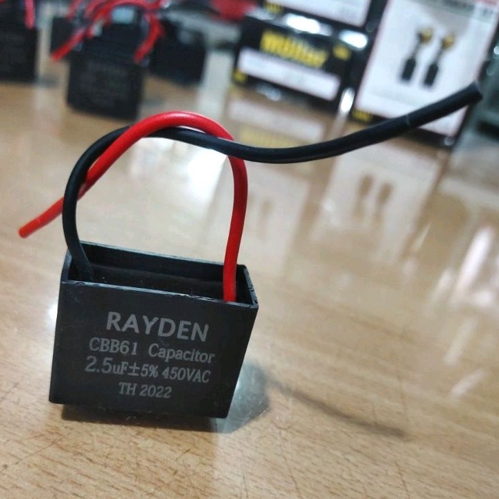 HEAVY DUTY ☑️ 1 PCs Kondensator Starting Kotak Kabel RAYDEN ✓ 2.5 uF MFD ✓ ± 5 % ✓ 450 V VAC | Elect
