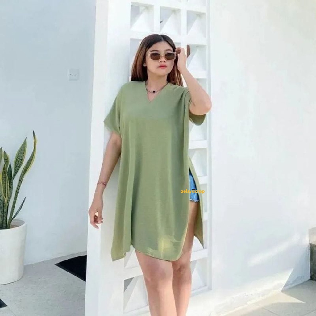 Nagita Long Square Blouse Crinke Airflow Nina Top Atasan Wanita Oversize