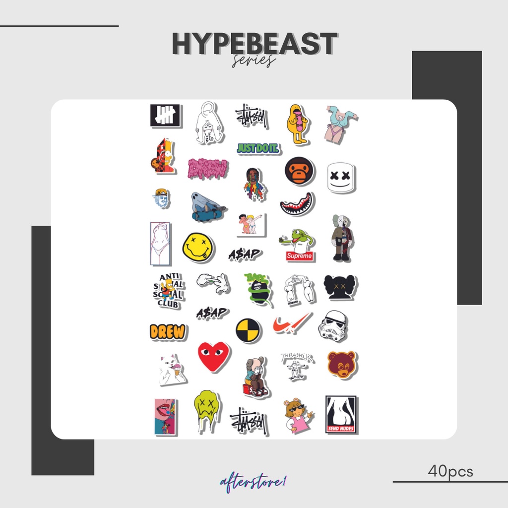 HYPEBEAST - 40 PCS | STIKER HYPEBEAST | STICKER TUMBLR AESTHETIC HP LAPTOP | STIKER PACK HYPEBEAST