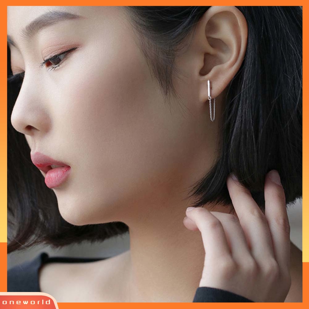 [WONE] Minimalis Wanita Bar Rantai Menjuntai Drop Ear Stud Earrings Pesta Perhiasan Hadiah