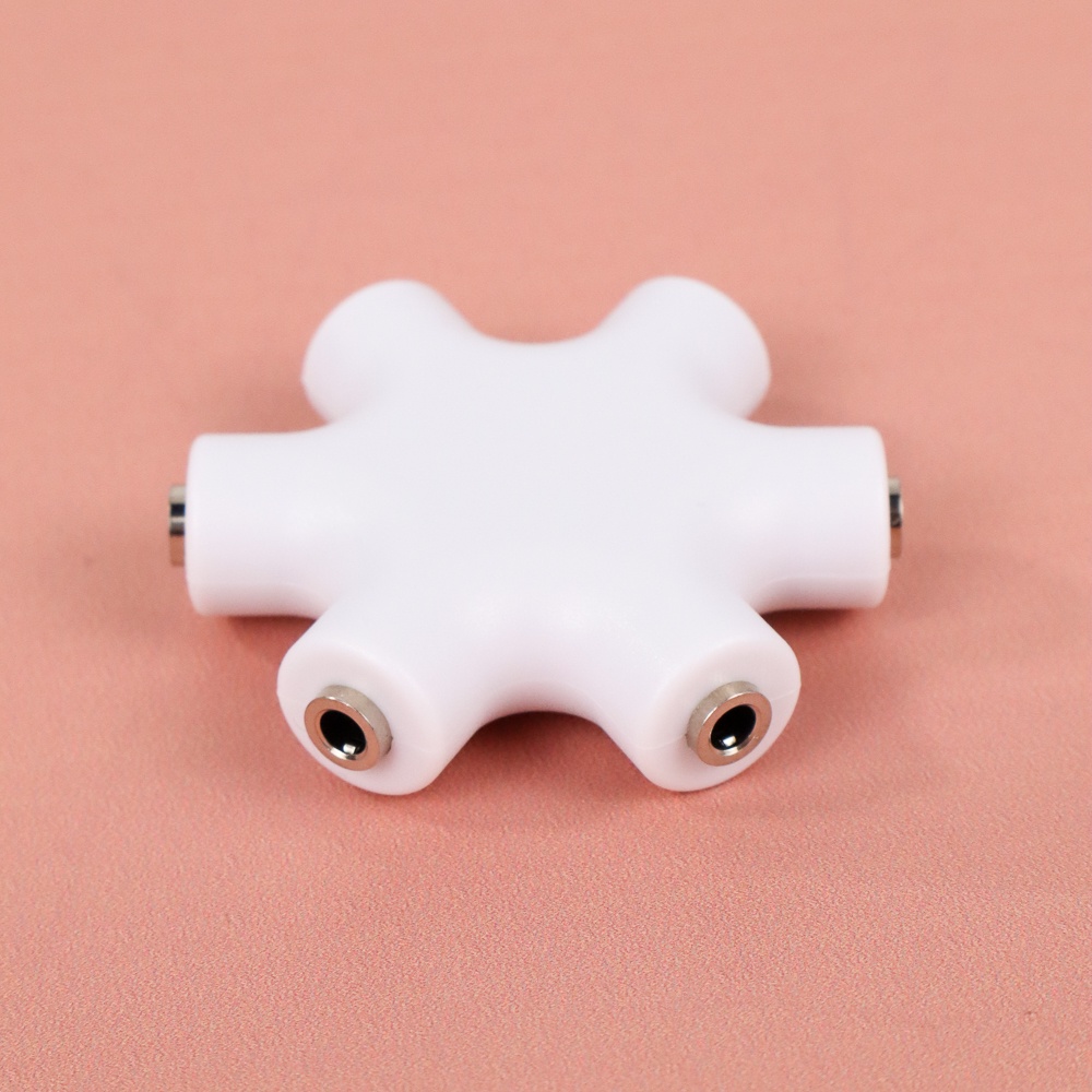 Adaptor Jack 6 Way Ports Male to 5 Female Audio Earphone 3.5mm Jack Splitter Adaptor - JLT108 - White