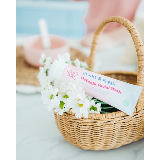 Facial Wash Ohmyskin/ Bright & Fresh Oatmilk/ Cuci Muka Ohmyskin/Pembersih wajah