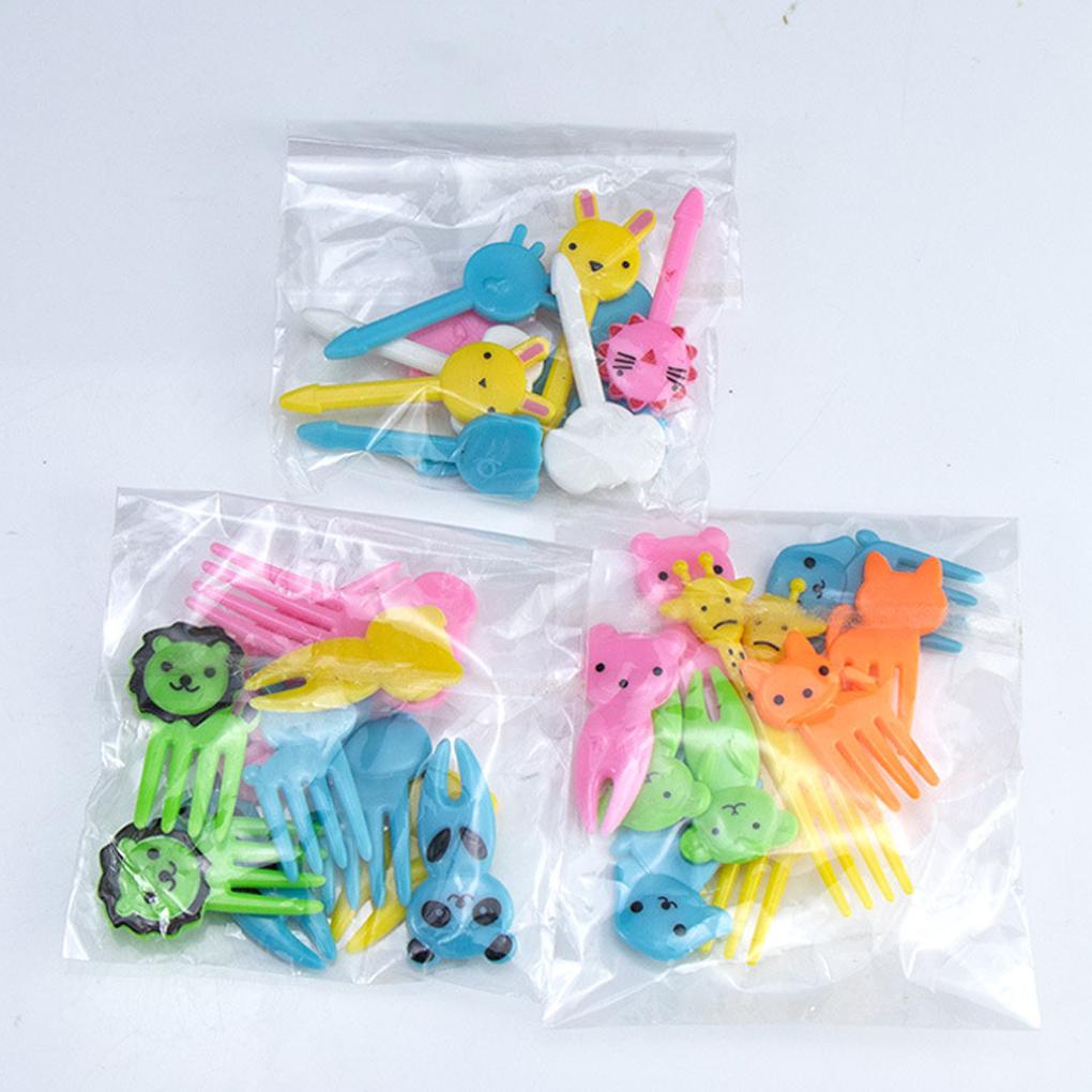10buah Hewan Mini Pengambil Makanan Anak Fun Stick Gaya Lucu Reusable Tusuk Gigi Dekorasi Pesta Buah Kue Dessert Pastry