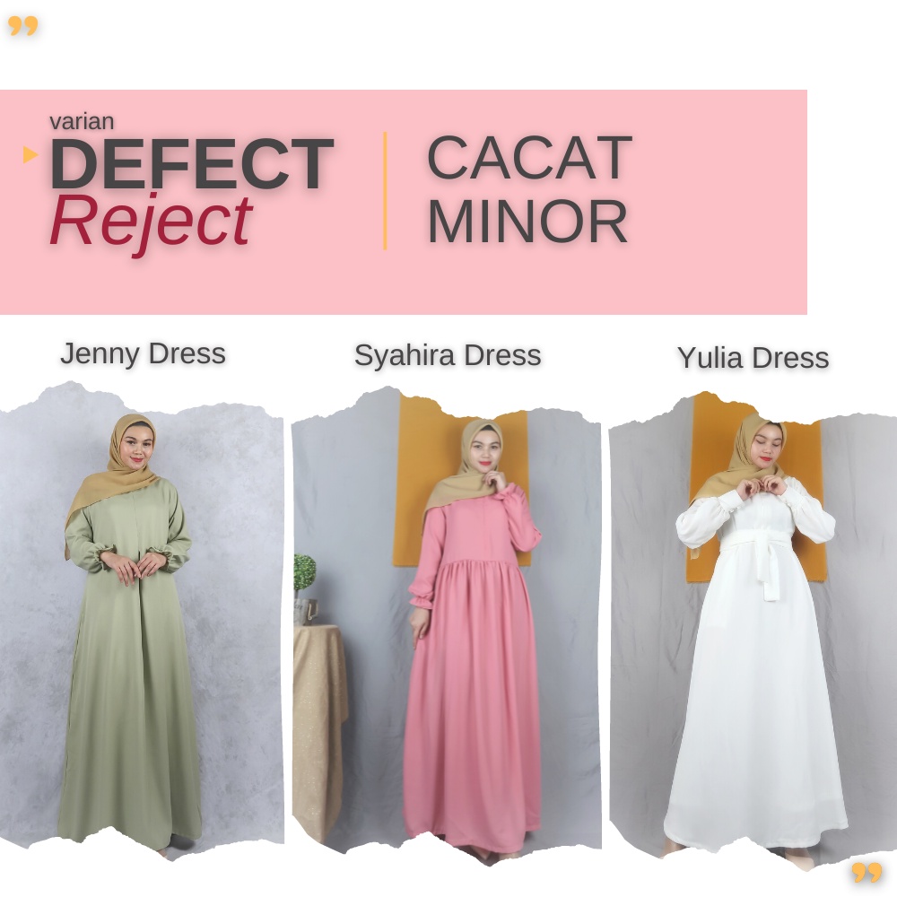 DEFECT Gamis Polos Reject matt Lady Zara n Wollycrepe Syahira Jenny Yulia Plain Dress Cacat Minor