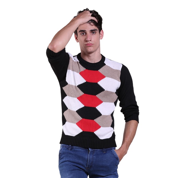 Sweater Pria Modern Rajut Hitam – SWE 852