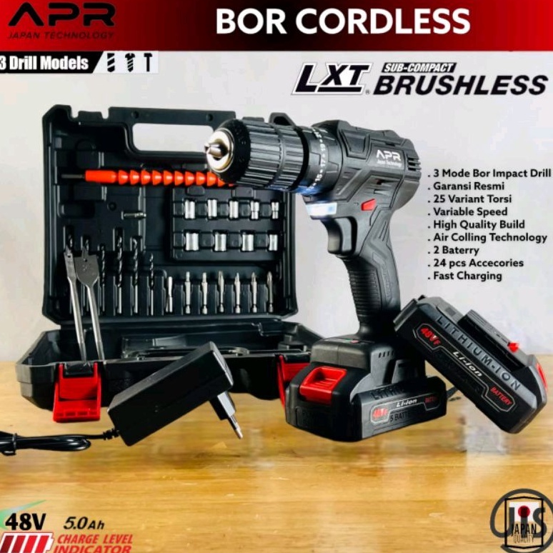 Bor cordless bor ces cas charger tanpa kabel bor baterai kayu besi obeng elektrik cordles Drill